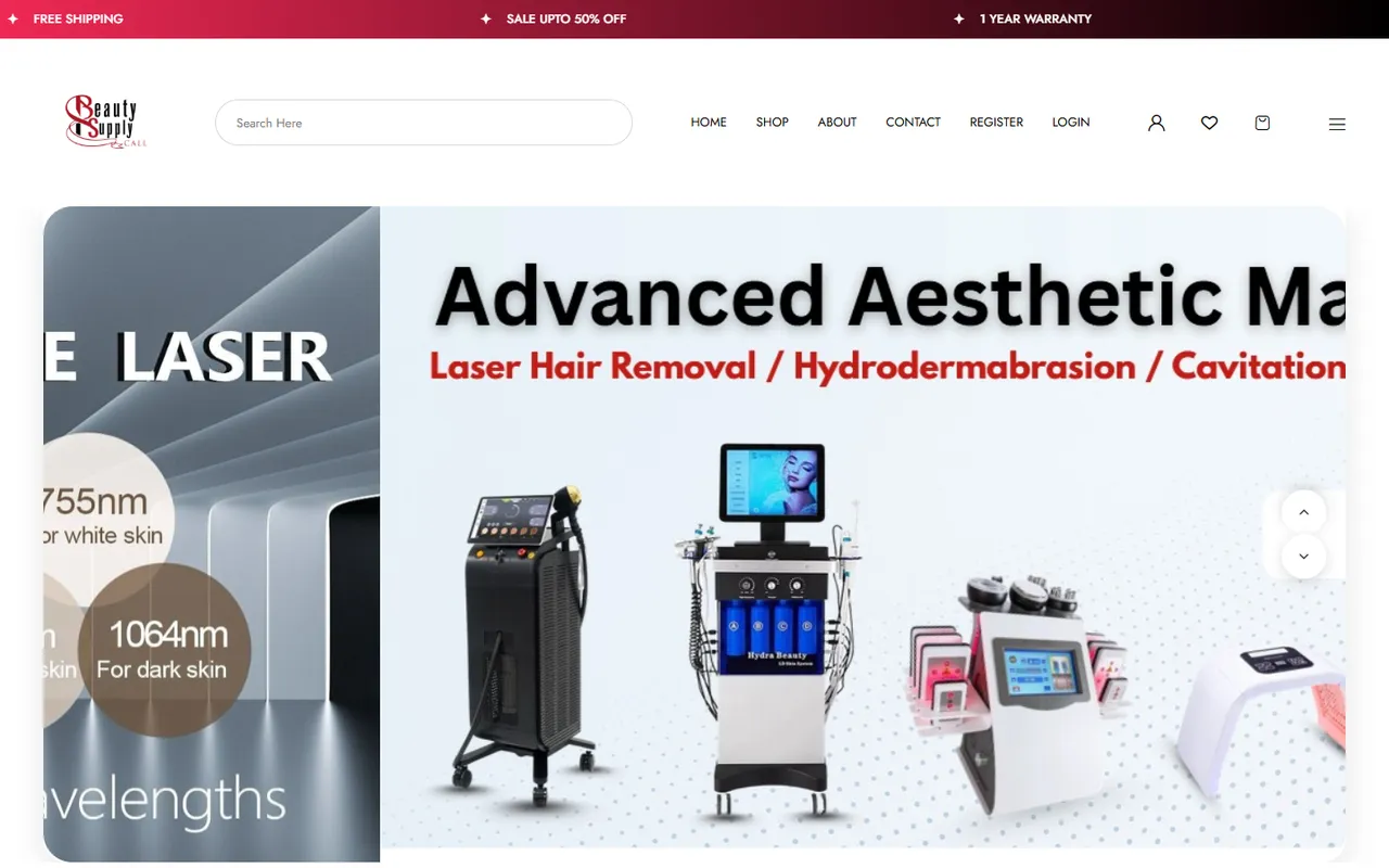 Homepage of beautysupplycall.com, built by Muhammad Adil