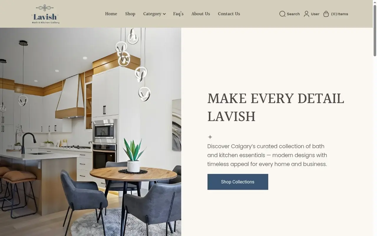 Homepage of lavishbathcalgary.ca, built by Muhammad Adil