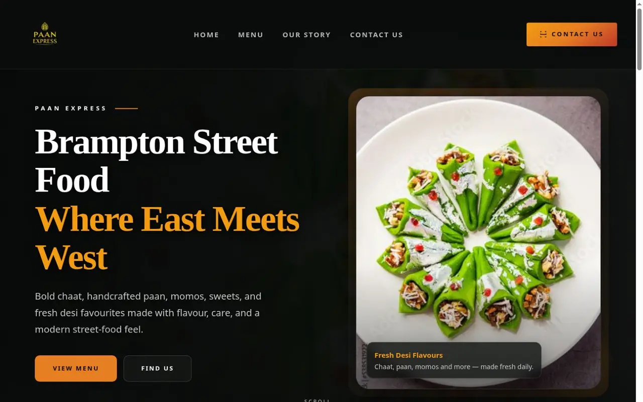 Homepage of paanexpress.com, built by Muhammad Adil