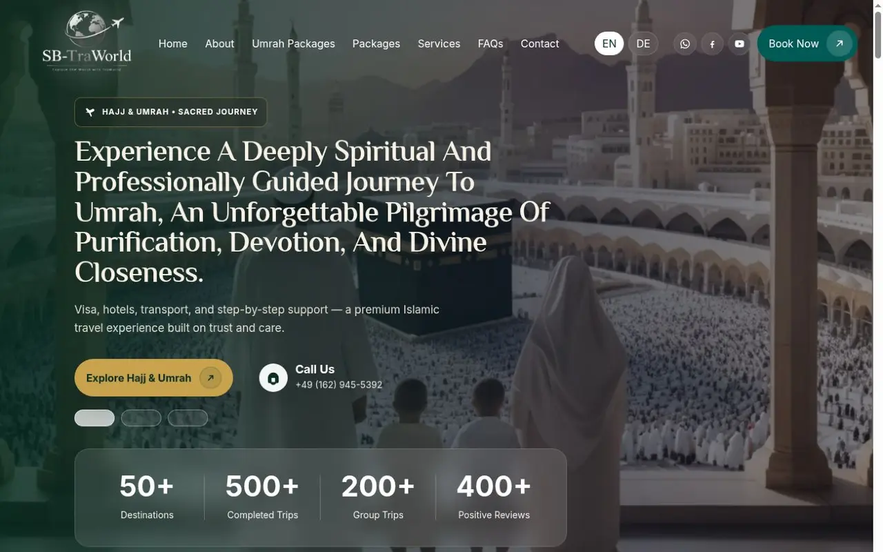 Homepage of sb-traworld.com, built by Muhammad Adil